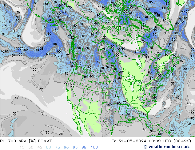 RH 700 hPa ECMWF Fr 31.05.2024 00 UTC