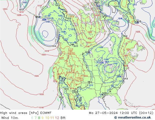 High wind areas ECMWF Mo 27.05.2024 12 UTC