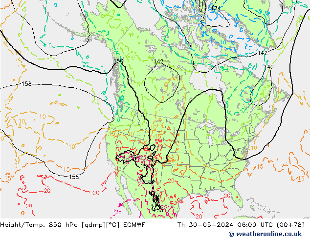 Z500/Rain (+SLP)/Z850 ECMWF Th 30.05.2024 06 UTC