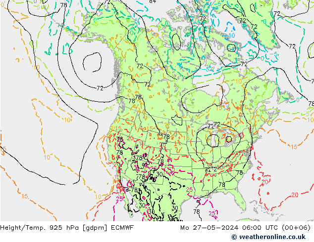 Height/Temp. 925 hPa ECMWF Po 27.05.2024 06 UTC