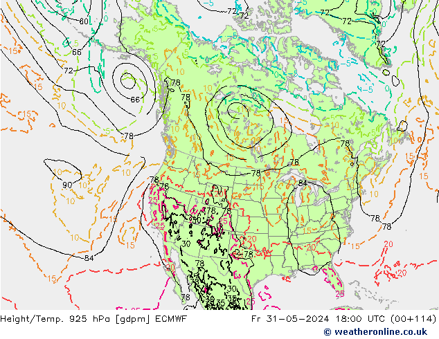 Yükseklik/Sıc. 925 hPa ECMWF Cu 31.05.2024 18 UTC