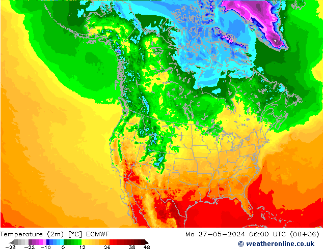 Temperature (2m) ECMWF Po 27.05.2024 06 UTC