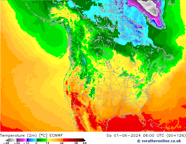 карта температуры ECMWF сб 01.06.2024 06 UTC