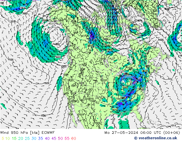 风 950 hPa ECMWF 星期一 27.05.2024 06 UTC