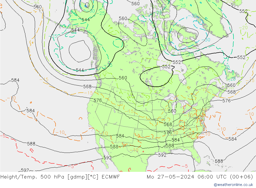 Z500/Rain (+SLP)/Z850 ECMWF lun 27.05.2024 06 UTC