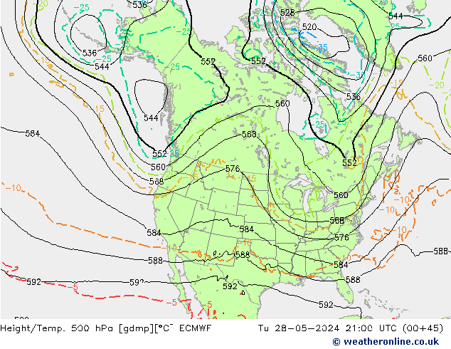 Height/Temp. 500 hPa ECMWF Tu 28.05.2024 21 UTC