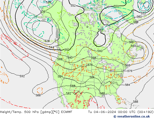 Z500/Regen(+SLP)/Z850 ECMWF di 04.06.2024 00 UTC