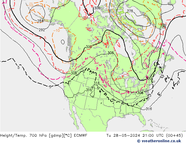 Géop./Temp. 700 hPa ECMWF mar 28.05.2024 21 UTC