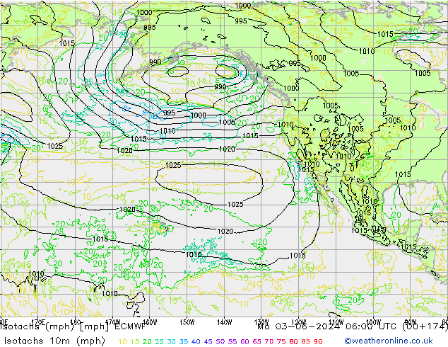 Isotachen (mph) ECMWF ma 03.06.2024 06 UTC