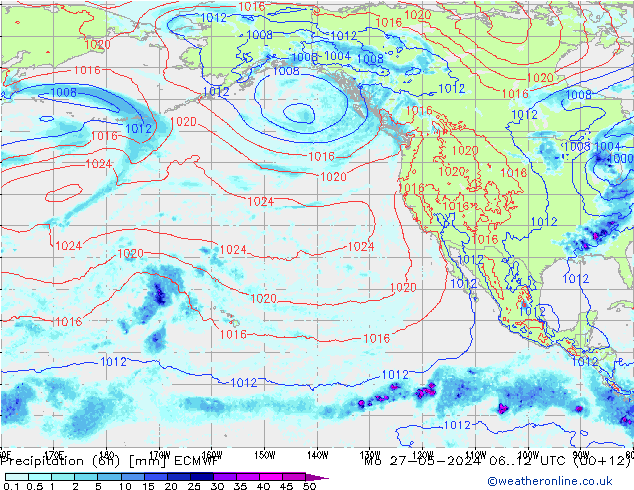 Z500/Rain (+SLP)/Z850 ECMWF lun 27.05.2024 12 UTC