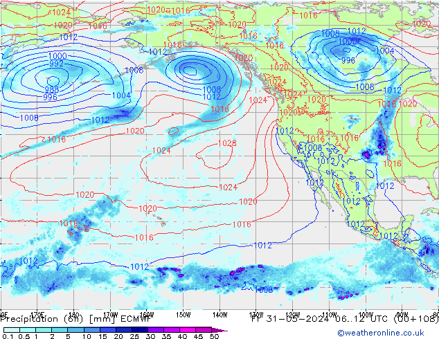 Z500/Rain (+SLP)/Z850 ECMWF ven 31.05.2024 12 UTC