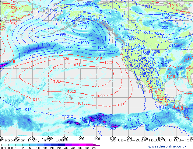 Totale neerslag (12h) ECMWF zo 02.06.2024 06 UTC