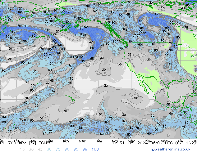 RH 700 hPa ECMWF Fr 31.05.2024 06 UTC