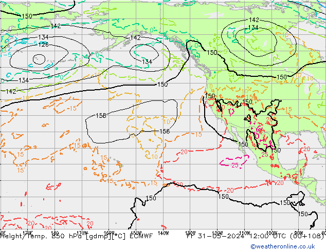 Z500/Rain (+SLP)/Z850 ECMWF ven 31.05.2024 12 UTC