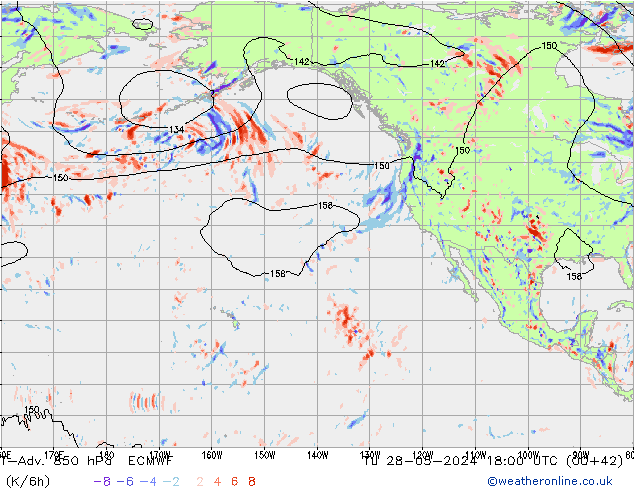 T-Adv. 850 hPa ECMWF Tu 28.05.2024 18 UTC