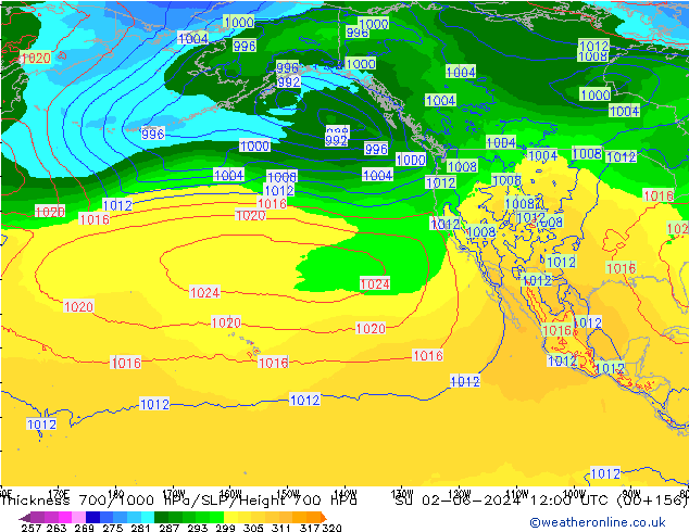 Thck 700-1000 hPa ECMWF Su 02.06.2024 12 UTC