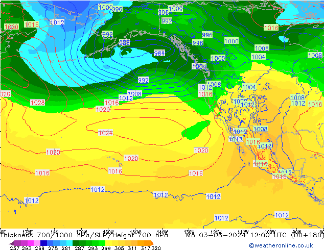 Thck 700-1000 hPa ECMWF lun 03.06.2024 12 UTC