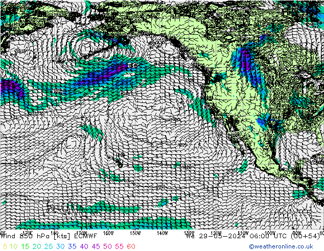 Wind 850 hPa ECMWF Mi 29.05.2024 06 UTC