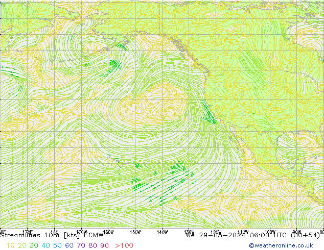 Stromlinien 10m ECMWF Mi 29.05.2024 06 UTC