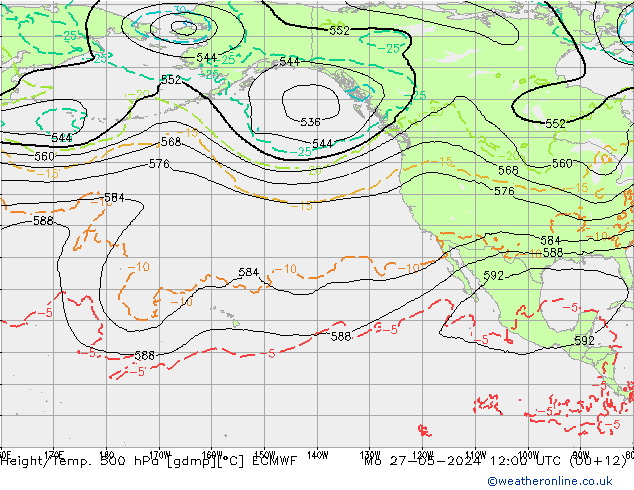 Z500/Rain (+SLP)/Z850 ECMWF lun 27.05.2024 12 UTC