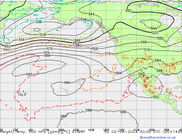 Z500/Regen(+SLP)/Z850 ECMWF zo 02.06.2024 00 UTC