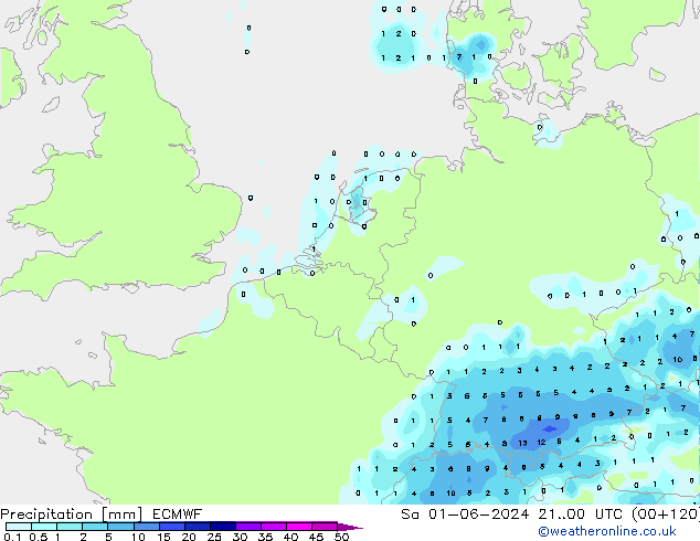 Precipitation ECMWF Sa 01.06.2024 00 UTC