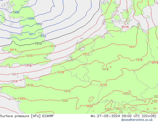 Bodendruck ECMWF Mo 27.05.2024 06 UTC