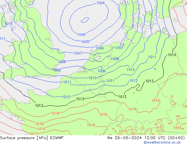 pressão do solo ECMWF Qua 29.05.2024 12 UTC