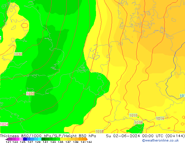 Thck 850-1000 hPa ECMWF Dom 02.06.2024 00 UTC