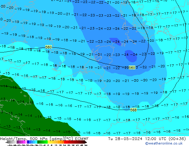 Z500/Rain (+SLP)/Z850 ECMWF mar 28.05.2024 12 UTC