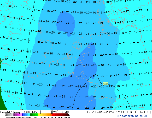 Z500/Rain (+SLP)/Z850 ECMWF Fr 31.05.2024 12 UTC