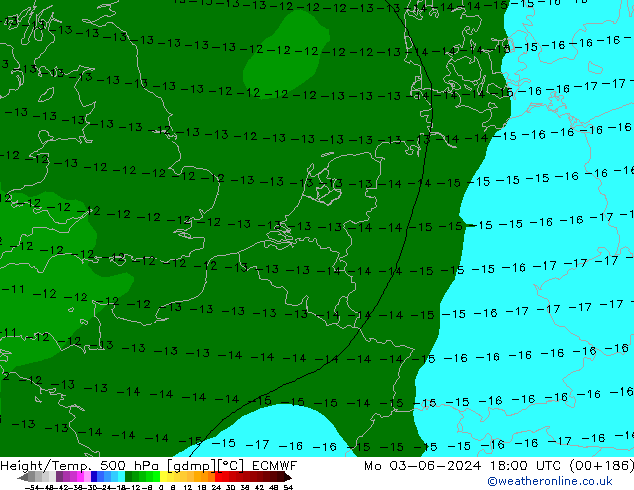 Z500/Yağmur (+YB)/Z850 ECMWF Pzt 03.06.2024 18 UTC