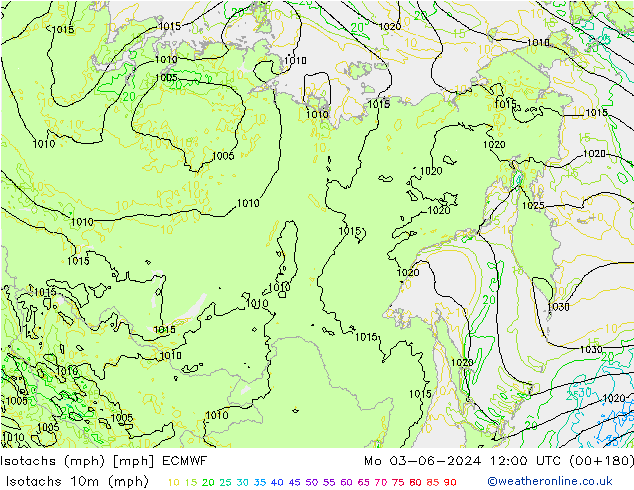Isotachs (mph) ECMWF Po 03.06.2024 12 UTC