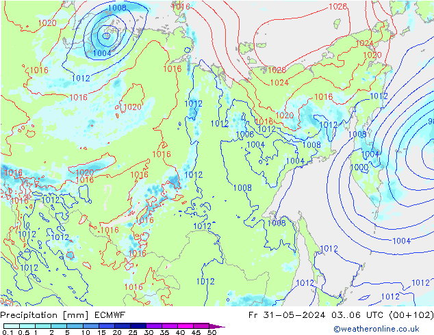 Precipitation ECMWF Fr 31.05.2024 06 UTC