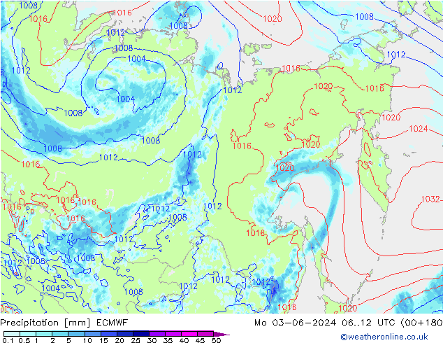 precipitação ECMWF Seg 03.06.2024 12 UTC