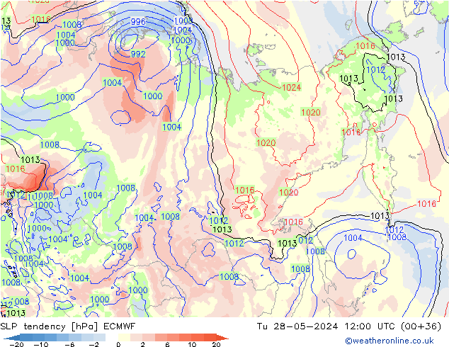тенденция давления ECMWF вт 28.05.2024 12 UTC