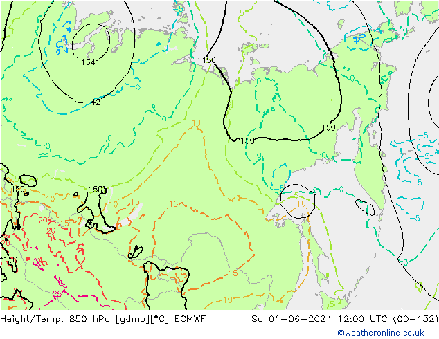 Z500/Rain (+SLP)/Z850 ECMWF so. 01.06.2024 12 UTC