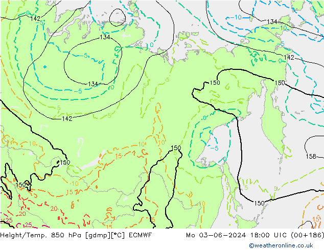 Height/Temp. 850 hPa ECMWF Seg 03.06.2024 18 UTC