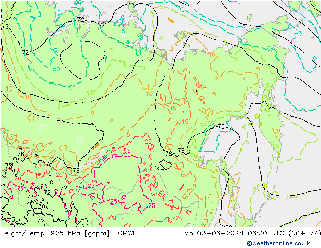 Height/Temp. 925 hPa ECMWF  03.06.2024 06 UTC