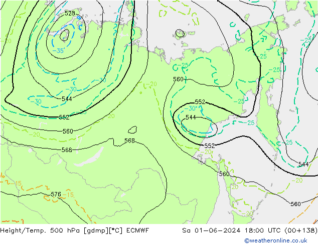 Z500/Rain (+SLP)/Z850 ECMWF sam 01.06.2024 18 UTC