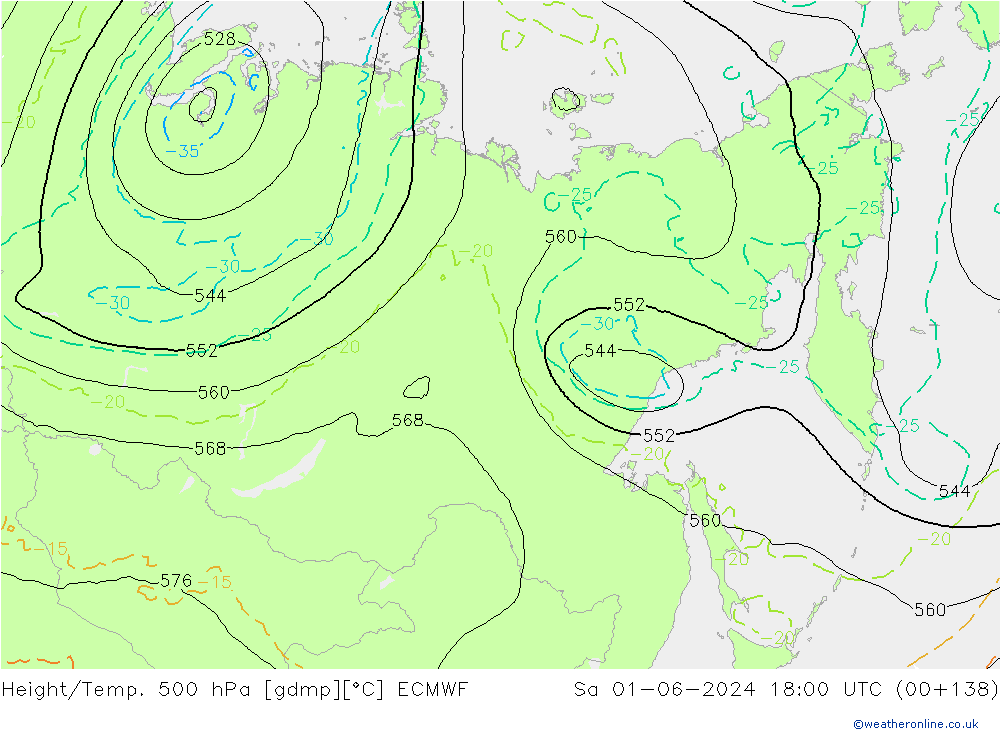 Z500/Rain (+SLP)/Z850 ECMWF So 01.06.2024 18 UTC