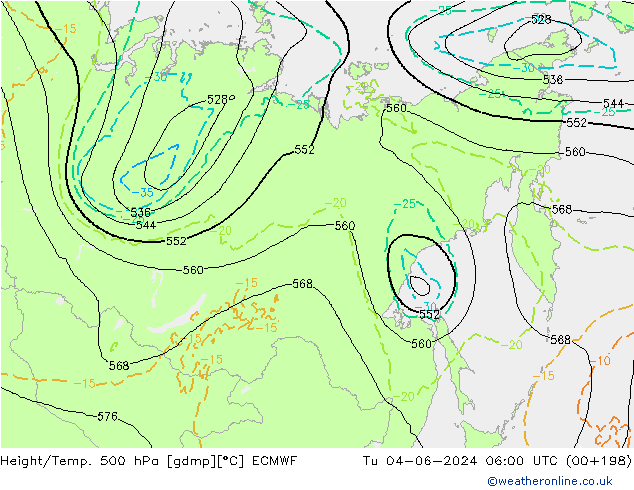 Z500/Rain (+SLP)/Z850 ECMWF ��� 04.06.2024 06 UTC