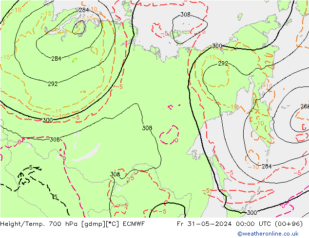 Yükseklik/Sıc. 700 hPa ECMWF Cu 31.05.2024 00 UTC