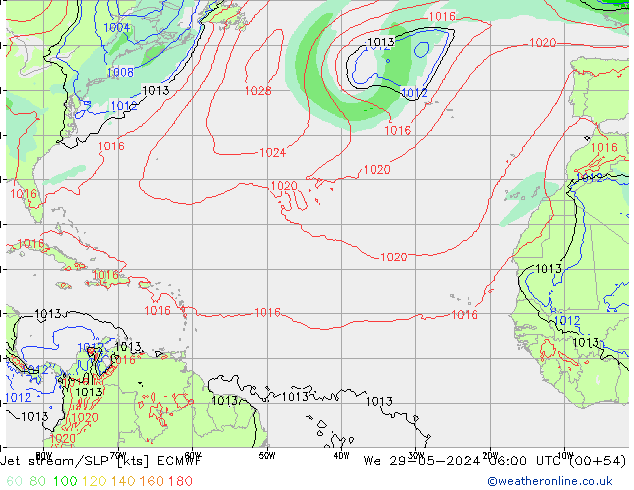 Prąd strumieniowy ECMWF śro. 29.05.2024 06 UTC