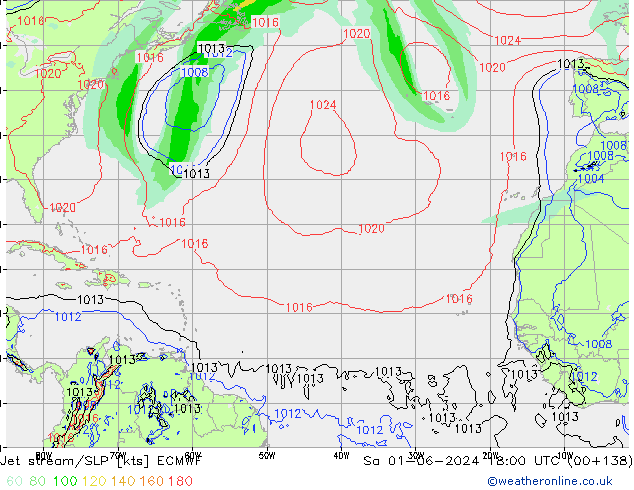 Jet stream/SLP ECMWF Sa 01.06.2024 18 UTC