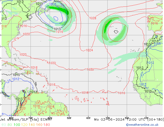 Straalstroom/SLP ECMWF ma 03.06.2024 12 UTC