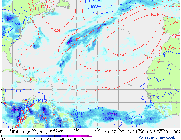 Z500/Yağmur (+YB)/Z850 ECMWF Pzt 27.05.2024 06 UTC