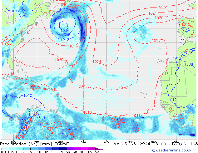 Z500/Rain (+SLP)/Z850 ECMWF lun 03.06.2024 00 UTC