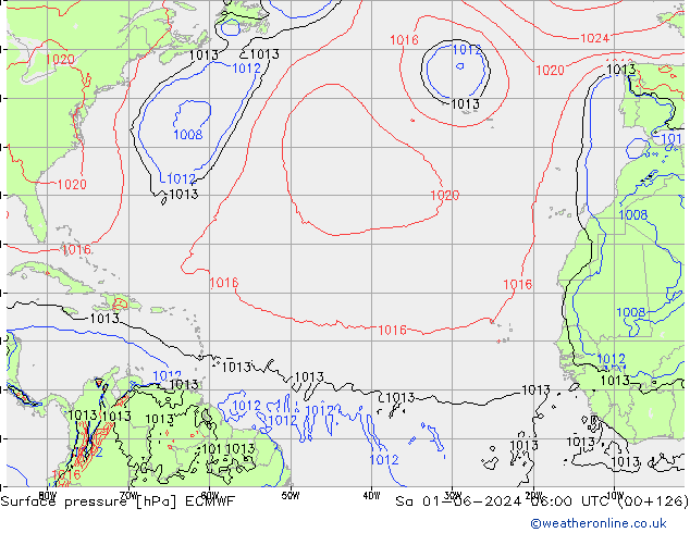 ciśnienie ECMWF so. 01.06.2024 06 UTC