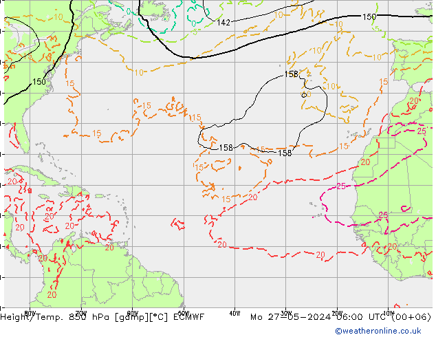 Z500/Yağmur (+YB)/Z850 ECMWF Pzt 27.05.2024 06 UTC